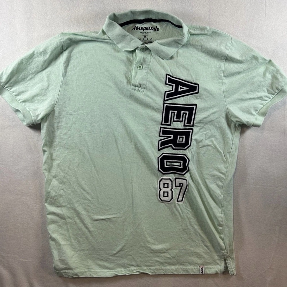 Aeropostale Light Green Men's Polo with Bold Logo